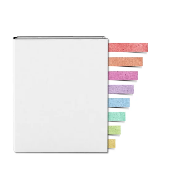 Tapa blanca en blanco Libro y bloc de notas papel reciclado palo artesanal en bac blanco — Foto de Stock