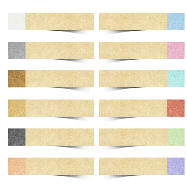 Colore pad bastone di carta riciclata su sfondo bianco — Foto Stock