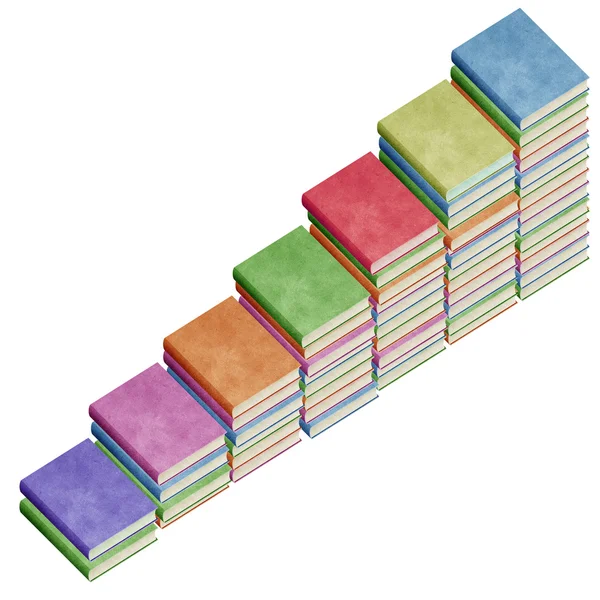 Livro de escadas isolado papel reciclado sobre fundo branco — Fotografia de Stock