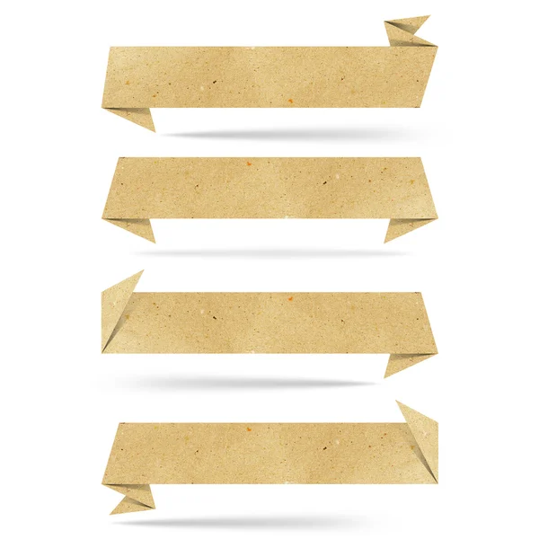 タグの折り紙ペーパー クラフト スティック白い背景の上をリサイクル — ストック写真