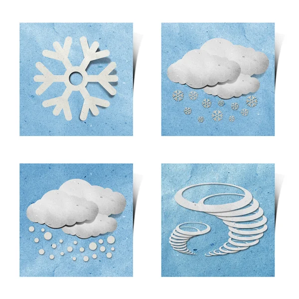 Meteorología reciclado papel artesanal palo sobre papel grunge fondo —  Fotos de Stock