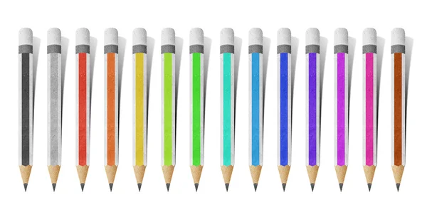 Crayon papier bâton artisanal sur fond blanc — Photo