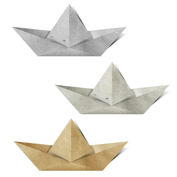 Origami paper boat recycled paper craft — Stock Photo, Image