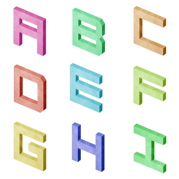 Caixa de papel alfabeto reciclado artesanato de papel isolado em fundo branco — Fotografia de Stock
