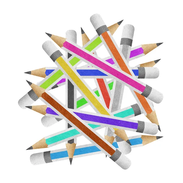 Crayon papier bâton artisanal sur fond blanc — Photo