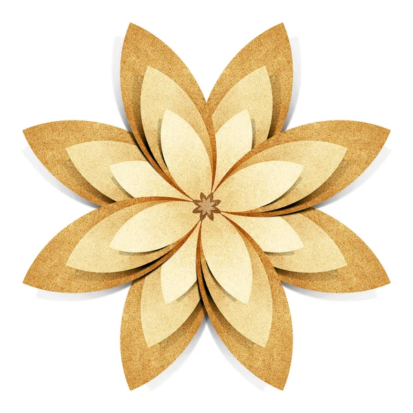 Flor origami reciclado papel ofício vara no fundo branco — Fotografia de Stock