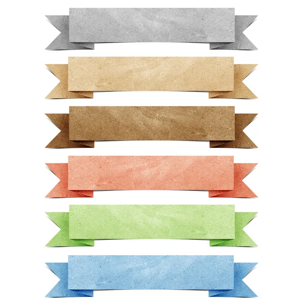 Kopfzeile Origami-Tag Recyclingpapier Bastelstab auf weißem Hintergrund — Stockfoto