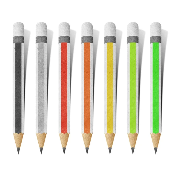 Palillo de papel lápiz artesanal sobre fondo blanco — Foto de Stock