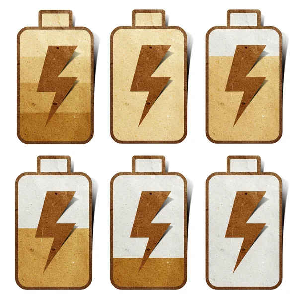 Battery Charging icon recycled paper craft background — Stock Photo, Image