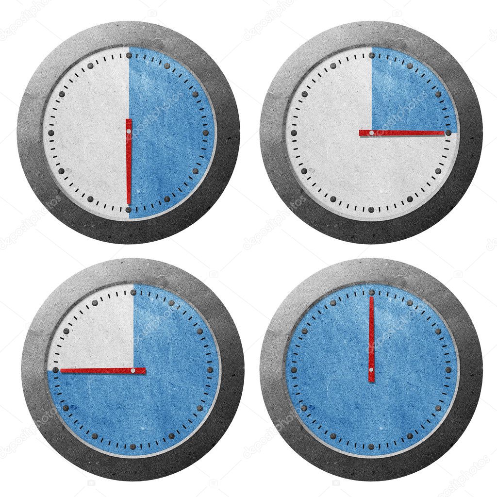 Time counter clock recycled paper craft stick on white background — Stock Photo © kanate 6380099