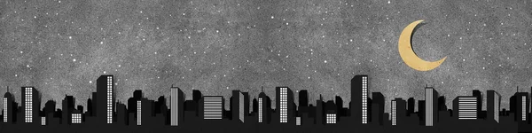 Stad panorama silhouetten gerecycleerd papier ambachtelijke — Stockfoto