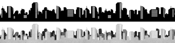 城市全景剪影再生纸工艺 — 图库照片