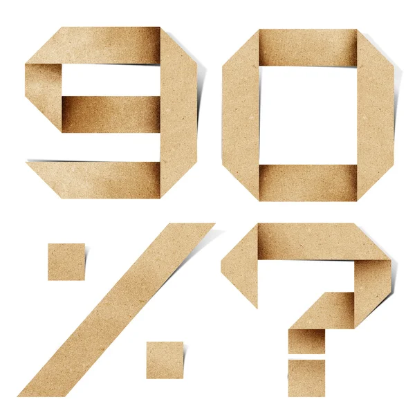Origami alfabetet bokstäver återvunnet papper hantverk stick på vit bakgrund — Stockfoto