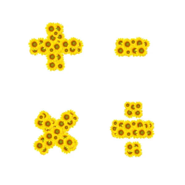 Beyaz arka plan üzerinde izole ayçiçeği alfabesi — Stok fotoğraf