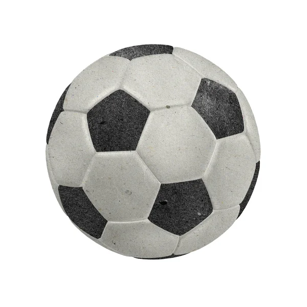 Fotboll återvunnet papper hantverk stick på vit bakgrund — Stockfoto