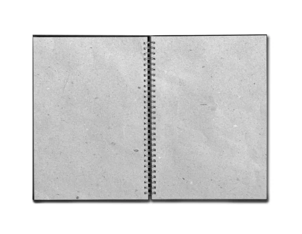 Изолированная переработанная бумага открытая тетрадь на белом — стоковое фото