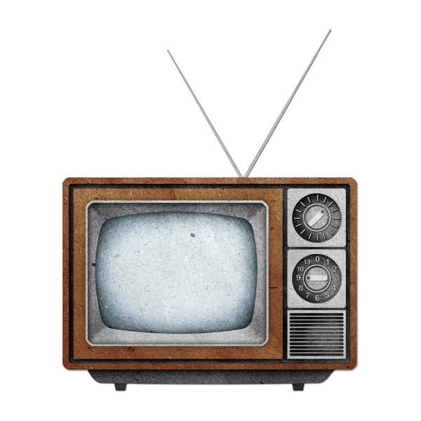 Televisie (TV) icoon gerecycled papier stick op witte achtergrond — Stockfoto