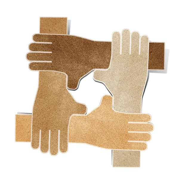 Hands recycled paper craft — Stock Photo, Image