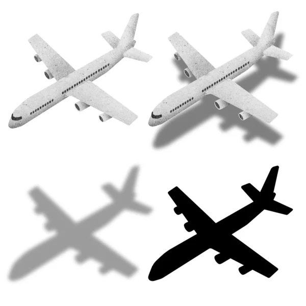 Flygplan och skugga återvunnet papper hantverk — Stockfoto