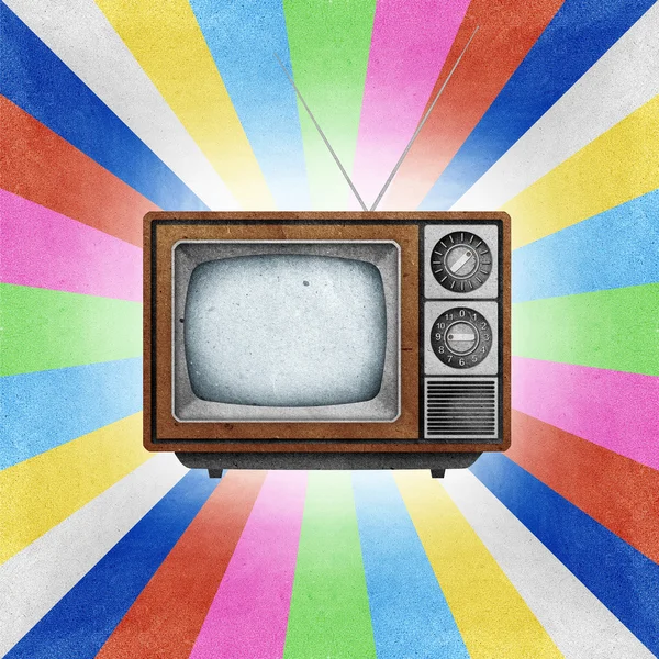 Televízió (Tv) ikonja újrahasznosított papír — Stock Fotó