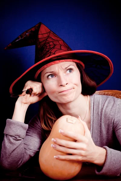 Witch with pumpkin — Stock Photo, Image