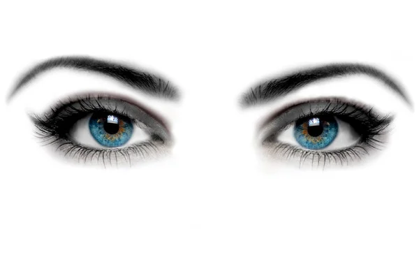 Olho de mulher e fundo branco — Fotografia de Stock