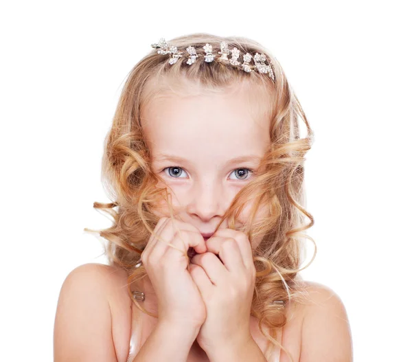 Portrait of shy pretty little girl — Stock Photo, Image