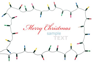 Christmas lights frame isolated on white background with copy sp clipart