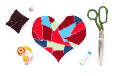 Fabric scraps heart. Valentine's Day clipart