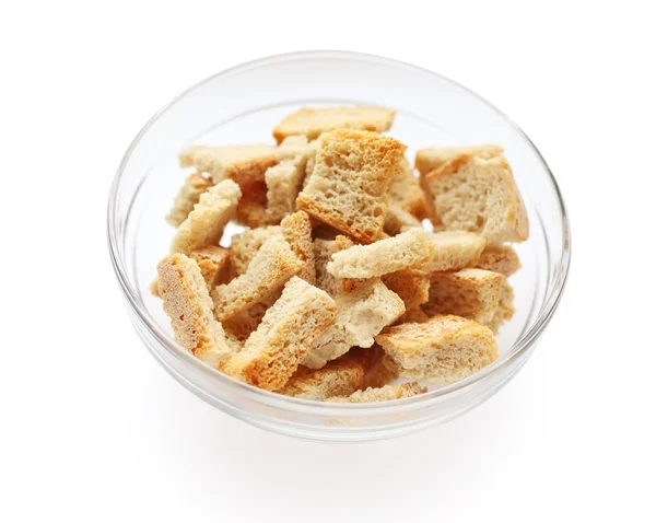 stock image Rusk on glass plate isolated on white background