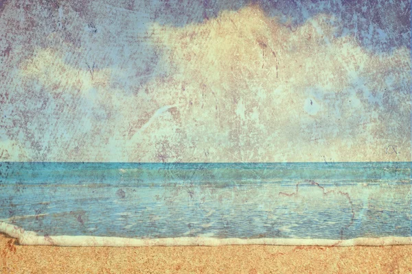 Beach and sea on paper texture background — Stock Photo, Image