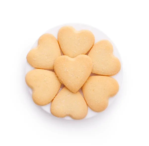 Hartvormige koekjes geïsoleerd op witte achtergrond — Stockfoto
