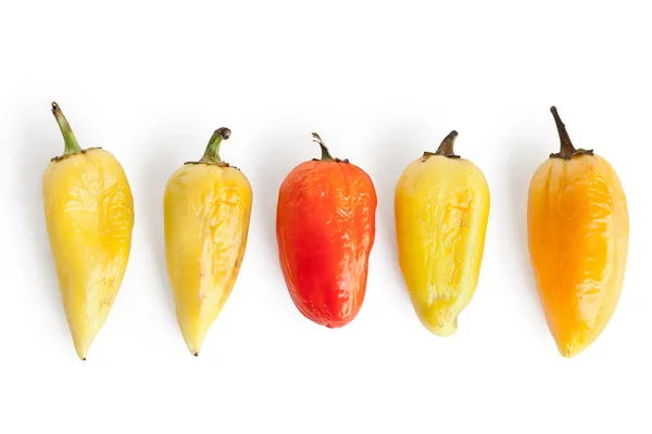 stock image Five pepper with wrinkles