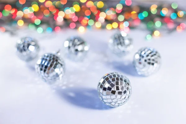 Christmas ornaments in form of disco balls — Stock Photo, Image