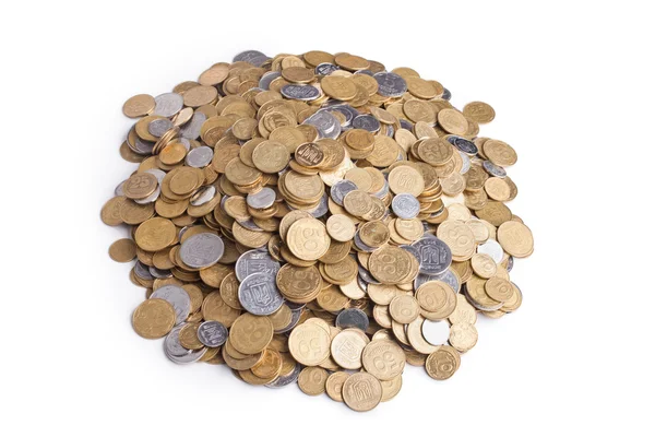 Heap of ukrainian coins isolated on white background — Stock Photo, Image