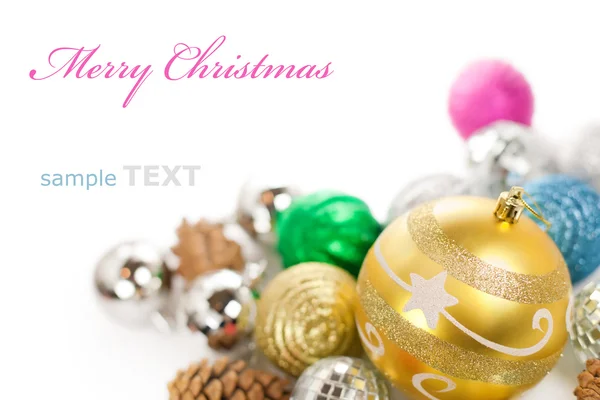 Colorful christmas decoration baubles isolated on white backgrou — Stock Photo, Image