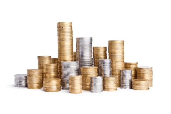 Montón de monedas aislado en blanco — Foto de Stock