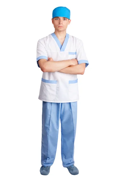 Den unga läkare som isolerad på vit bakgrund — Stockfoto