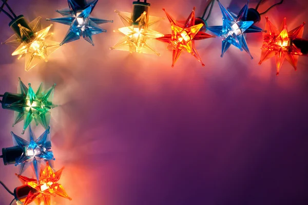 Christmas lights frame op donkere achtergrond met kopie space.decora — Stockfoto