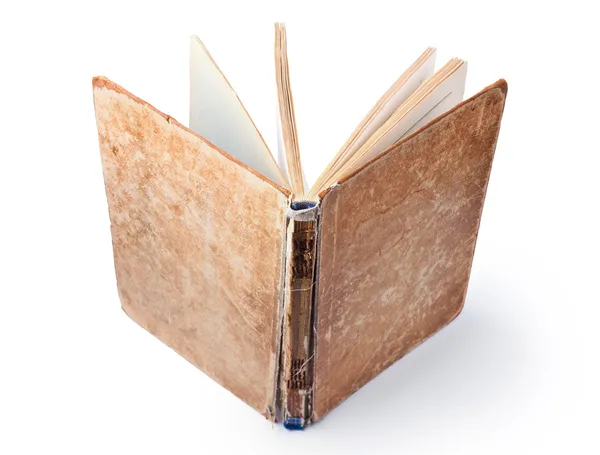 Geöffnetes altes Buch auf weißem Hintergrund — Stockfoto