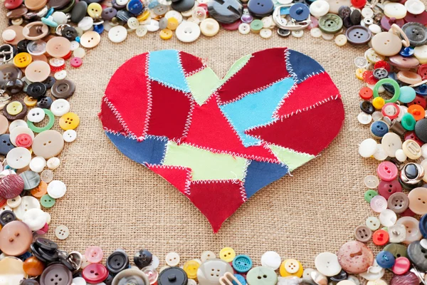 Fabric vyřadí srdce na texturu pozadí. Den svatého Valentýna. Zadek — Stock fotografie