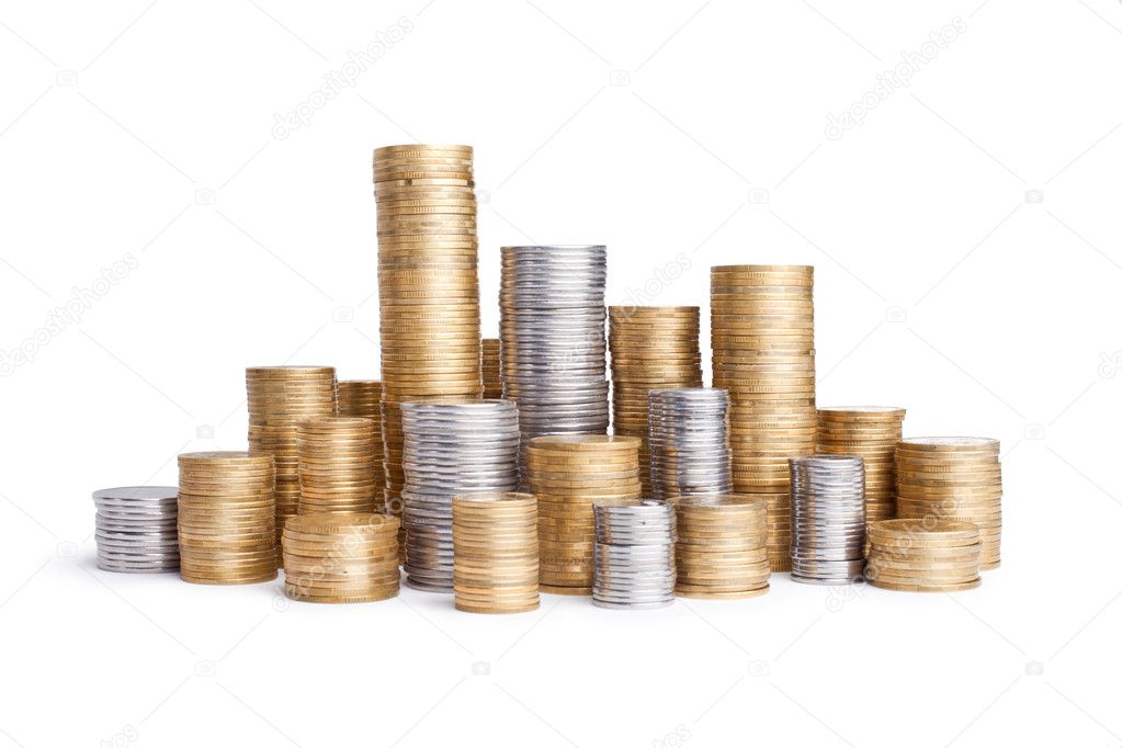 Coin stack isolated on white