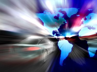 Fast car moving with motion blur clipart