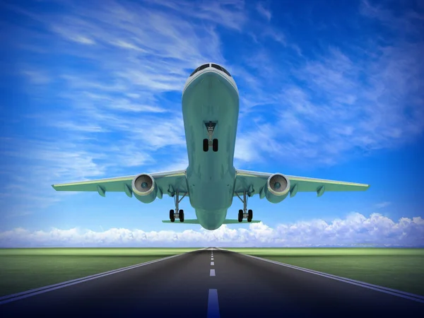 Estrada e avião — Fotografia de Stock