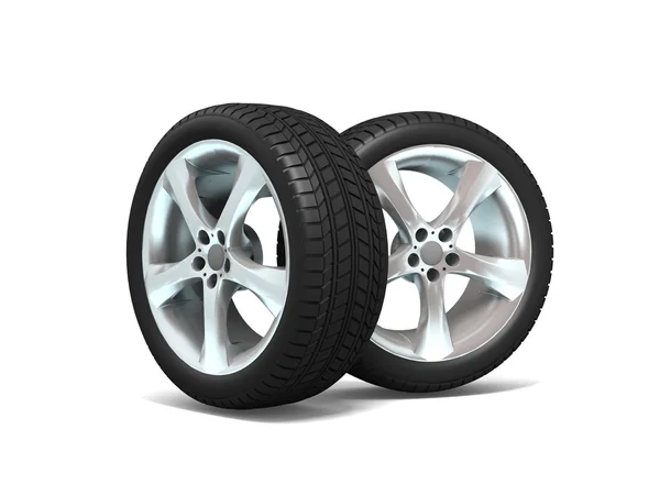 Car wheels on white background. — Stock Photo, Image