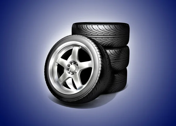 Wheels isolated on white. 3d illustration. — Stock Photo, Image