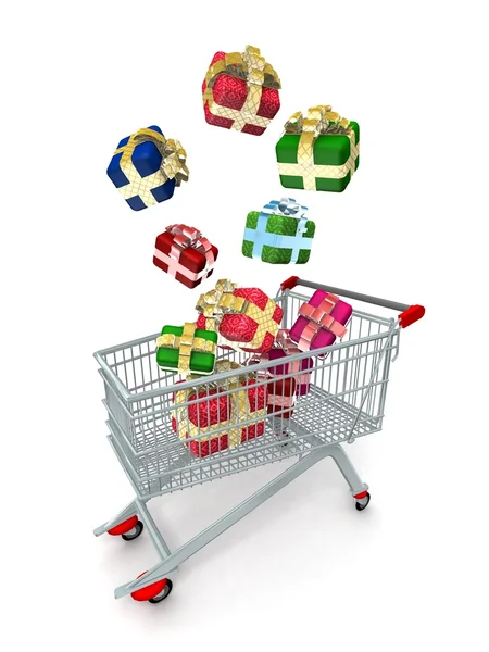 Shopping Cart Gifts — Stock Photo, Image