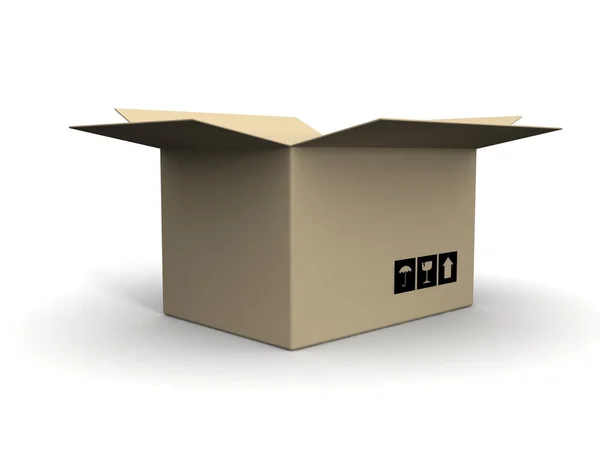 Коробка из гофрированного картона на белом фоне . — стоковое фото