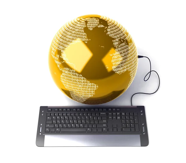 Arth globe kapcsolódó számítógép-billentyűzet — Stock Fotó