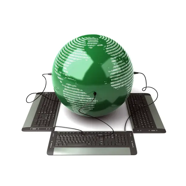Bilgisayar klavye ile bağlı dünya Küre — Stok fotoğraf